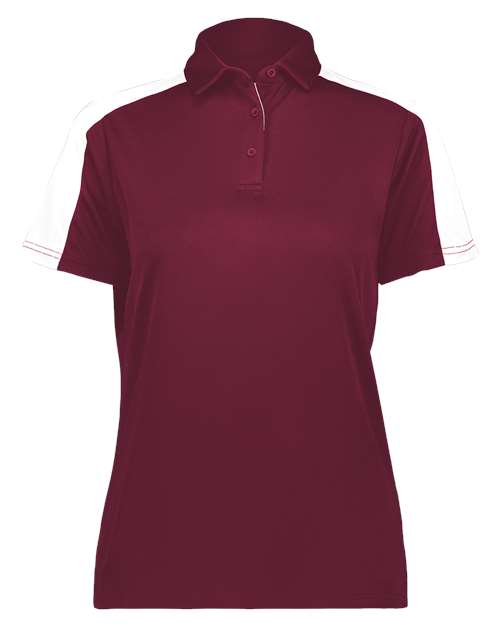Women's Two-Tone Vital Polo - Maroon/ White Front