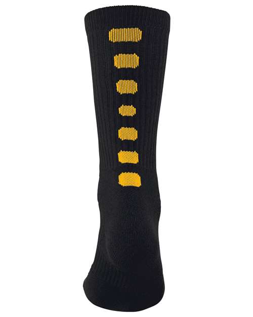 Colorblocked Crew Socks - Black/ Gold Front