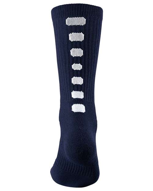 Colorblocked Crew Socks - Navy/ White Front