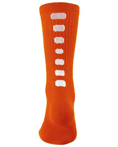 Colorblocked Crew Socks - Orange/ White Front