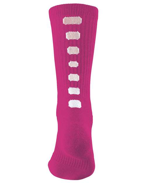 Colorblocked Crew Socks - Power Pink/ White Front