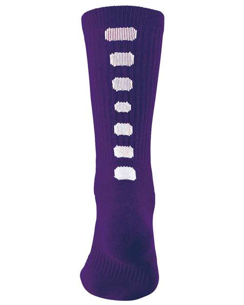 Colorblocked Crew Socks - Purple/ White Front