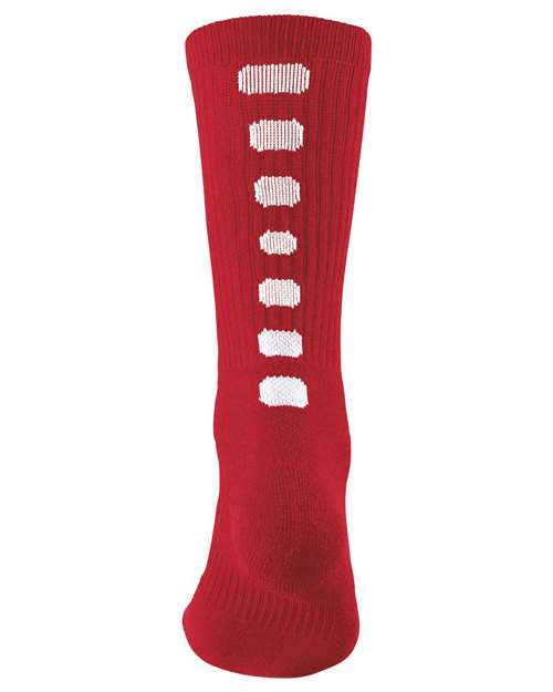 Colorblocked Crew Socks - Red/ White Front