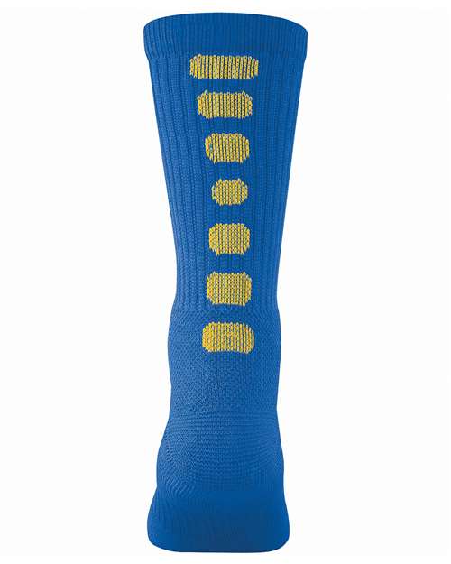 Colorblocked Crew Socks - Royal/ Gold Front