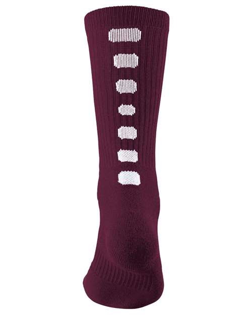 Colorblocked Crew Socks - Maroon/ White Front