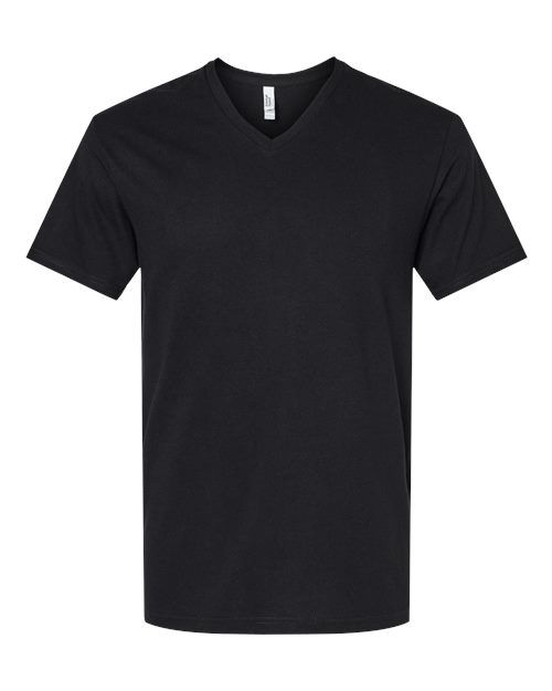 Unisex CVC V-Neck Tee - Black Front