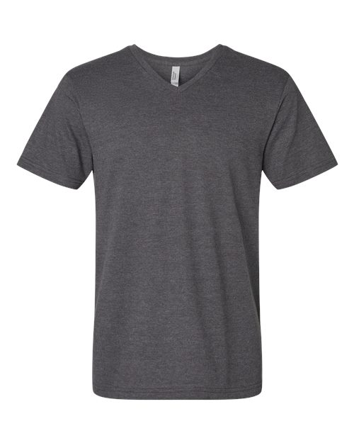 Unisex CVC V-Neck Tee - Heather Charcoal Front