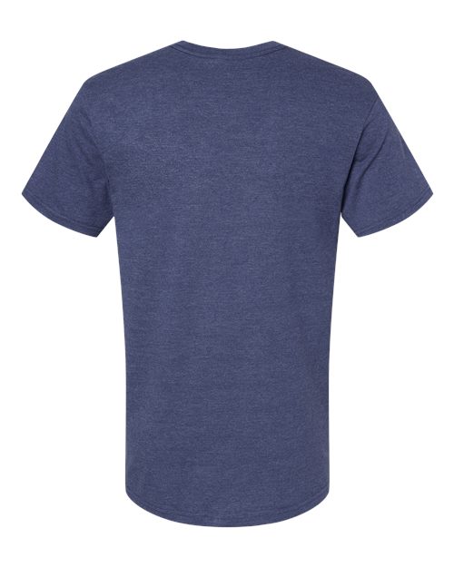 Unisex CVC V-Neck Tee - Heather Indigo Back