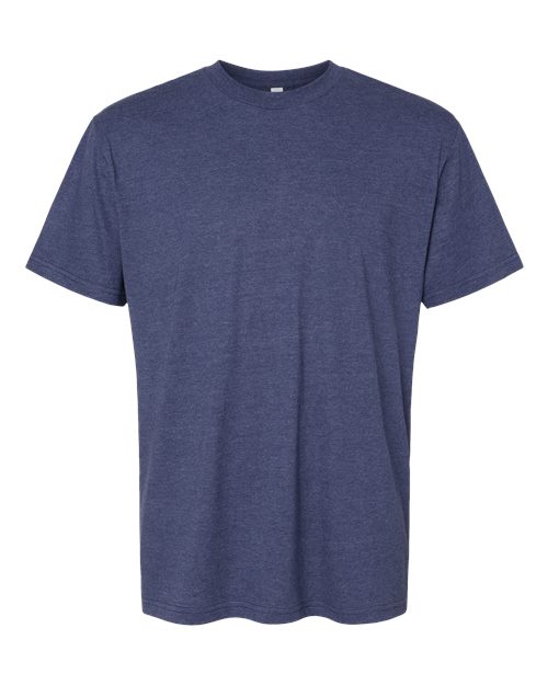 Unisex CVC Tee - Heather Indigo Front