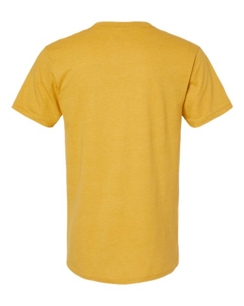 Unisex CVC Tee - Heather Mustard Back