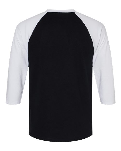 Unisex CVC Three-Quarter Sleeve Tee - Black/ White Back