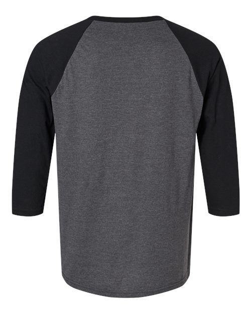 Unisex CVC Three-Quarter Sleeve Tee - Heather Charcoal/ Black Back