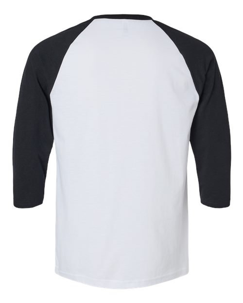Unisex CVC Three-Quarter Sleeve Tee - White/ Black Back