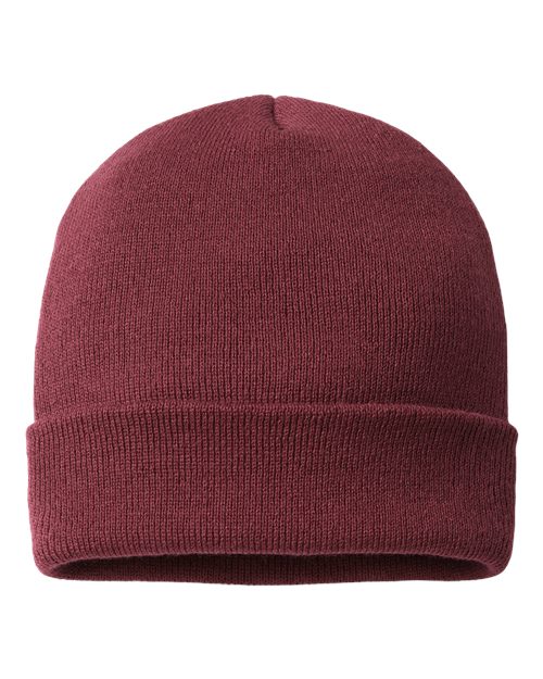 USA-Made 12" Cuffed Beanie - Maroon Front