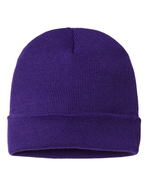USA-Made 12" Cuffed Beanie - Purple Front