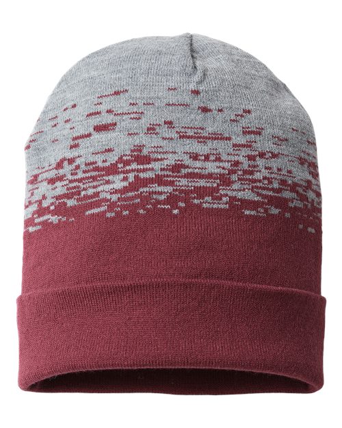 USA-Made Static Cuffed Beanie - Maroon/ Heather Front