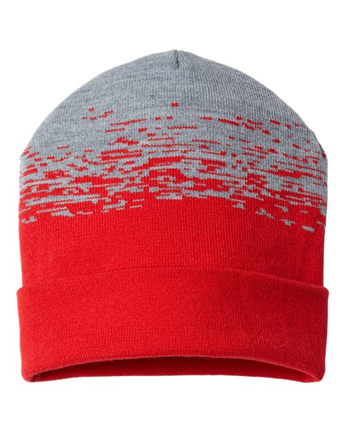 USA-Made Static Cuffed Beanie - True Red/ Heather Front