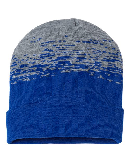 USA-Made Static Cuffed Beanie - True Royal/ Heather Front