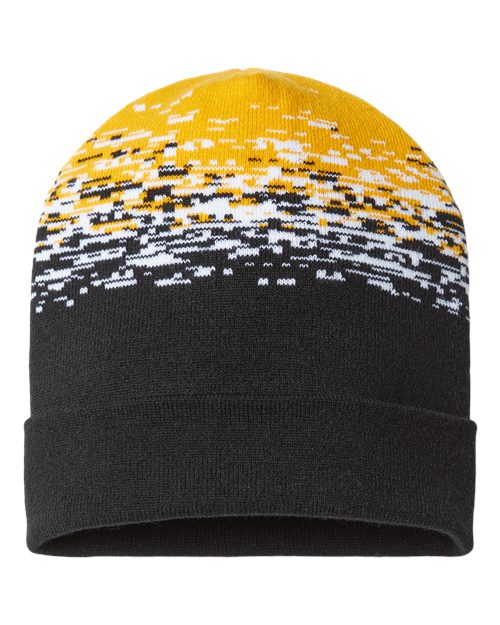 USA-Made Static Cuffed Beanie - Black/ White/ Gold Front