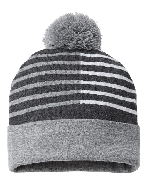 CAP AMERICA USA-Made Half Color Beanie - Heather/ White Front