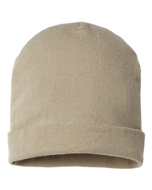 USA-Made Patriotic Cuffed Beanie - Khaki/ Olive Stars Back