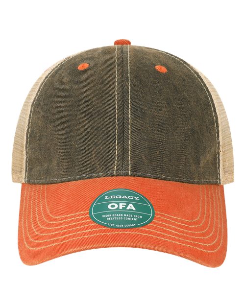 Old Favorite Trucker Cap - Black/ Orange/ Khaki Front