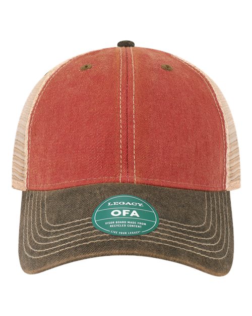 Old Favorite Trucker Cap - Cardinal/ Black/ Khaki Front