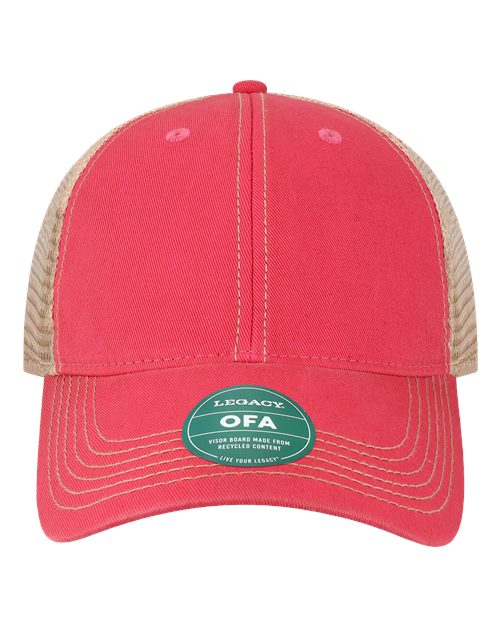 Old Favorite Trucker Cap - Dark Pink/ Khaki Front