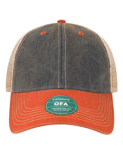 Old Favorite Trucker Cap - Navy/ Orange/ Khaki Front