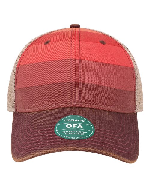 Old Favorite Trucker Cap - Red Stripe/ Khaki Front