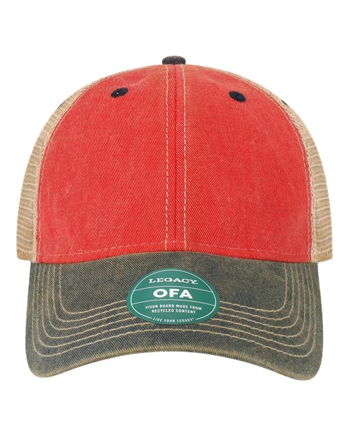Old Favorite Trucker Cap - Scarlet Red/ Navy/ Khaki Front