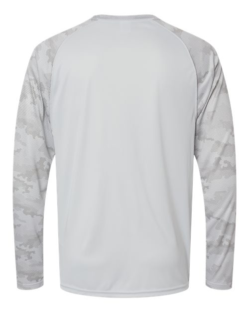 Unisex Cayman Performance Camo Colorblocked Long Sleeve T-Shirt - Aluminum Back
