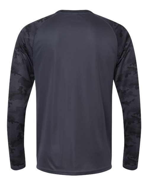 Unisex Cayman Performance Camo Colorblocked Long Sleeve T-Shirt - Graphite Back