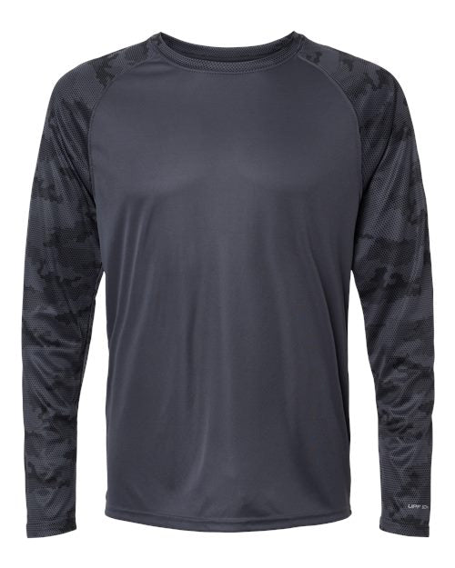 Paragon Unisex Cayman Performance Camo Colorblocked Long Sleeve T-Shirt - Graphite Front