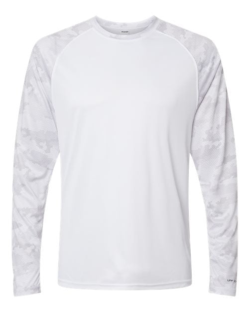 Paragon Unisex Cayman Performance Camo Colorblocked Long Sleeve T-Shirt - White Front