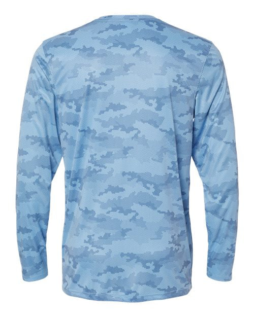 Unisex Pompano Performance Camo Long Sleeve T-Shirt - Blue Mist Back