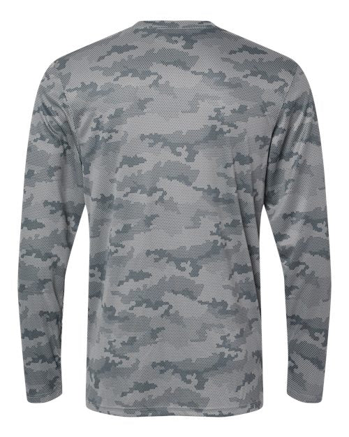 Unisex Pompano Performance Camo Long Sleeve T-Shirt - Medium Grey Back