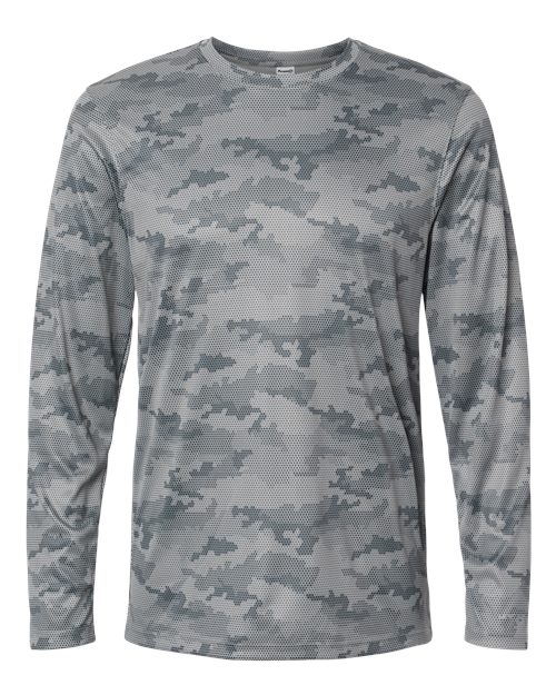 Paragon Unisex Pompano Performance Camo Long Sleeve T-Shirt - Medium Grey Front