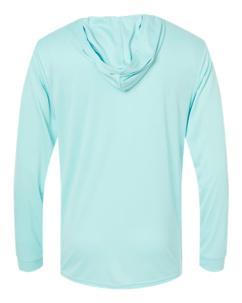 Unisex Bahama Performance Hooded Long Sleeve T-Shirt - Aqua Blue Back