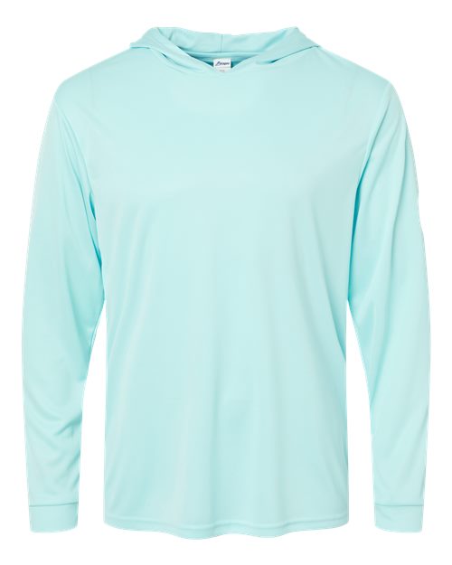 Unisex Bahama Performance Hooded Long Sleeve T-Shirt - Aqua Blue Front