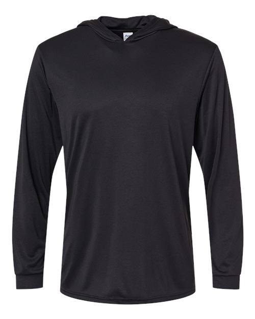 Unisex Bahama Performance Hooded Long Sleeve T-Shirt - Black Front