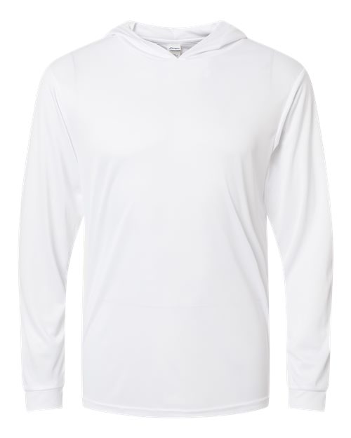 Unisex Bahama Performance Hooded Long Sleeve T-Shirt - White Front