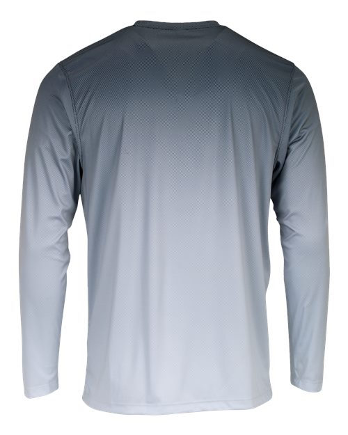 Unisex Barbados Performance Pin Dot Long Sleeve T-Shirt - Black/ Light Charcoal Back