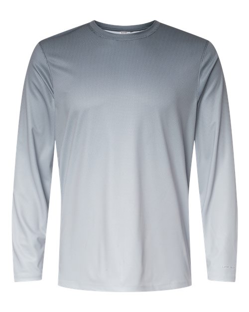 Unisex Barbados Performance Pin Dot Long Sleeve T-Shirt - Black/ Light Charcoal Front