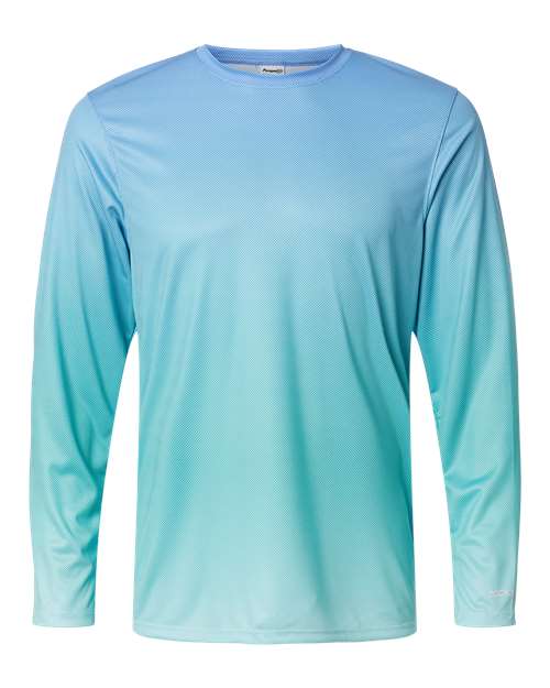 Unisex Barbados Performance Pin Dot Long Sleeve T-Shirt - Blue Mist/ Light Teal Front