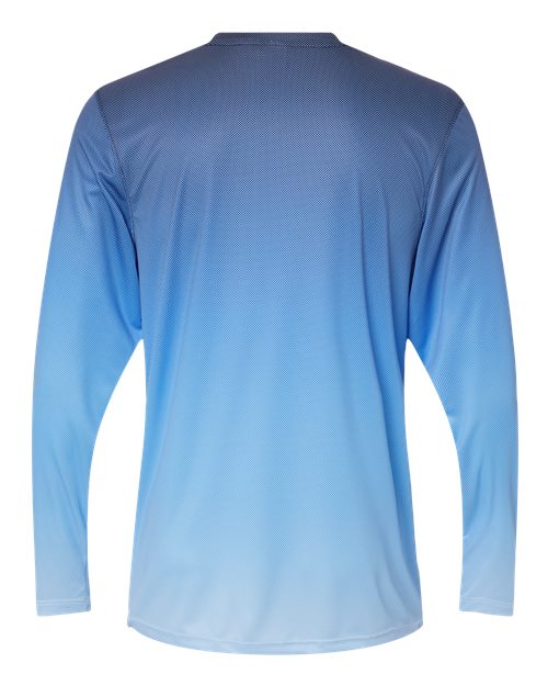Unisex Barbados Performance Pin Dot Long Sleeve T-Shirt - Navy/ Blue Mist Back