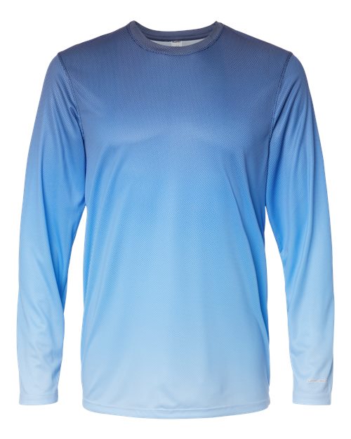 Unisex Barbados Performance Pin Dot Long Sleeve T-Shirt - Navy/ Blue Mist Front