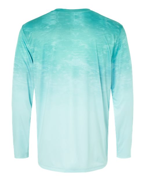 Unisex Montauk Oceanic Fade Performance Long Sleeve T-Shirt - Aqua Fade Back