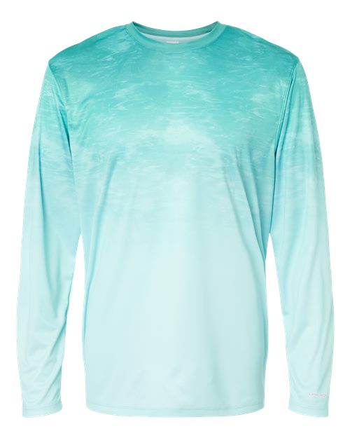 Unisex Montauk Oceanic Fade Performance Long Sleeve T-Shirt - Aqua Fade Front