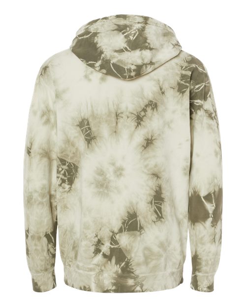 Unisex Midweight Tie-Dyed Hooded Sweatshirt - Tie Dye Olive Back